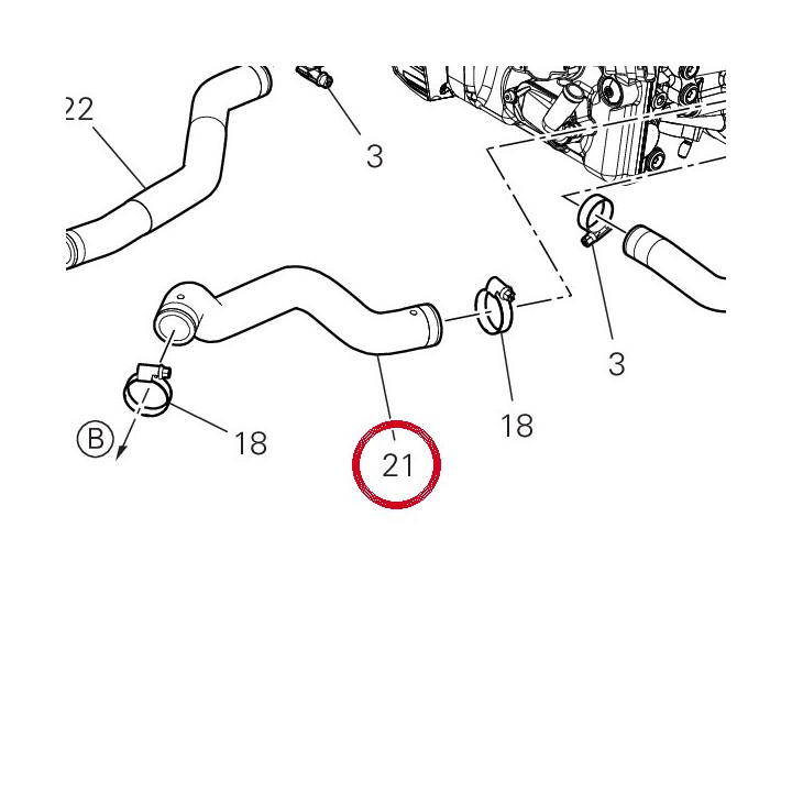 Coolant hose H2O Rad-Pump — réf. 80018421A | Ducati Store