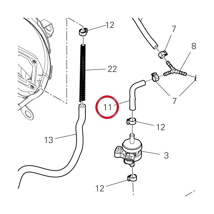 Rubber breather pipe — réf. 93511161A | Ducati Store