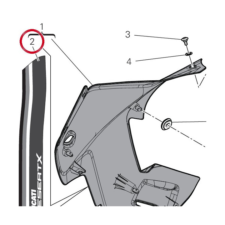 Decalco carena ant dx 1900 — réf. 4381F731A | Ducati Store