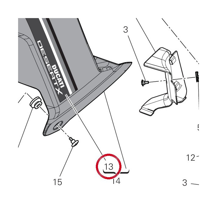 Decalco carena ant sx 1900 — réf. 4381F741A | Ducati Store