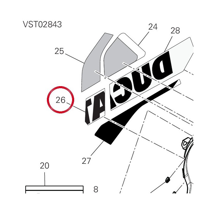 Decalco serbatoio dx V21Q — réf. 4381H971A | Ducati Store
