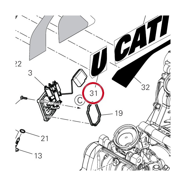 Deca Ducati serbatoio sx — réf. 4381I061A | Ducati Store