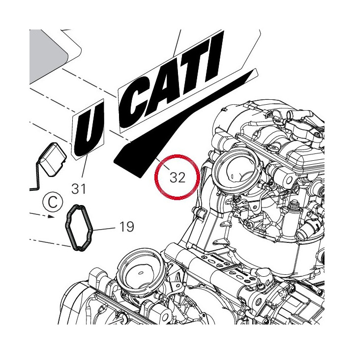 Decalco serbatoio sx V21Q — réf. 4381I071A | Ducati Store