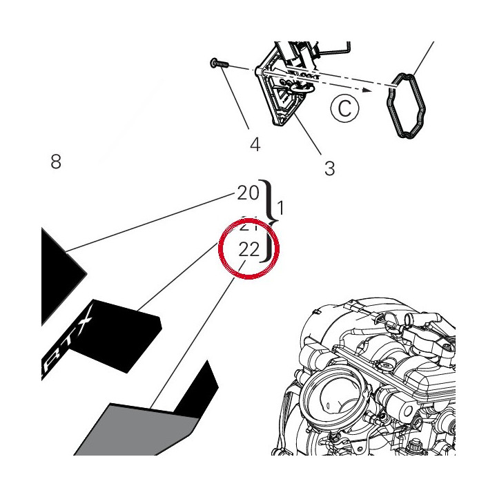 Decalco rossa serbatoio inf — réf. 4381M831A | Ducati Store
