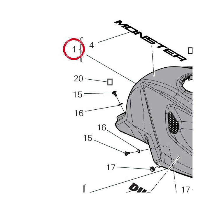 Cache réservoir 480PK624AA — réf. 480PK624AA | Ducati Store