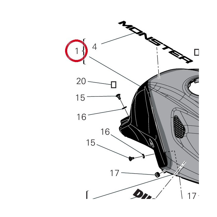 Cache réservoir 480PK624AD — réf. 480PK624AD | Ducati Store