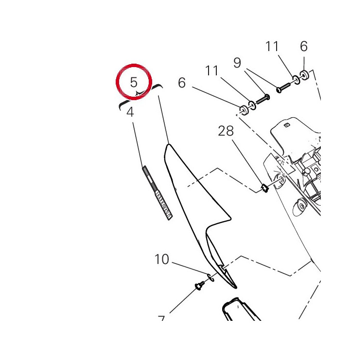 Panneau lateral droit gris — réf. 482P6991AC | Ducati Store