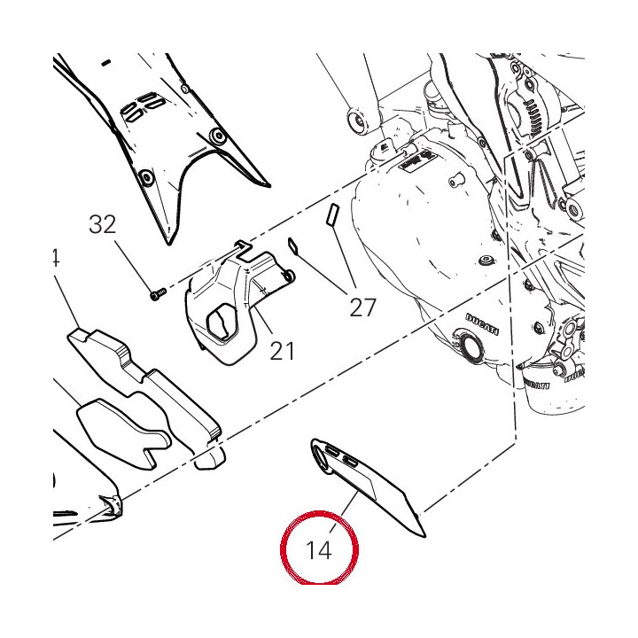 Pare-Chaleur cadre droit — réf. 4601L201A | Ducati Store