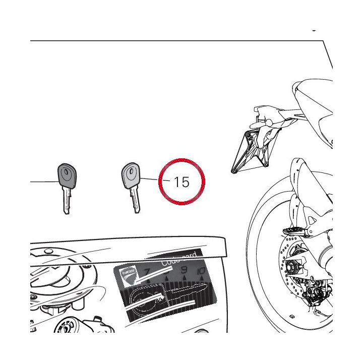 Clé sans transpondeur — réf. 59840551A | Ducati Store