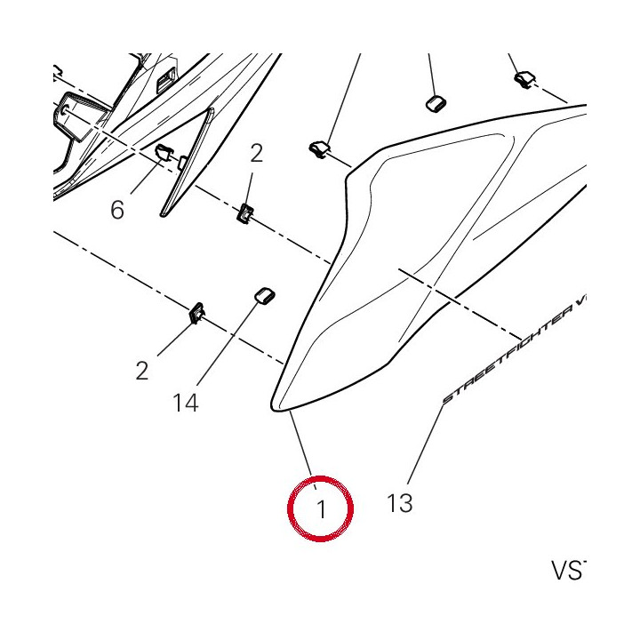Cover superiore serbatoio — réf. 4801J453AB | Ducati Store