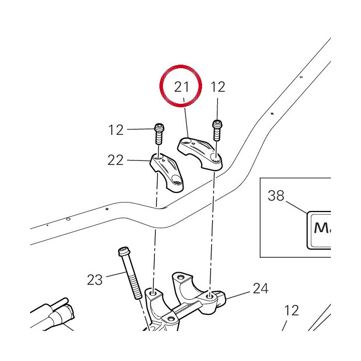 Cavalier guidon, supérieur — réf. 36012781AA | Ducati Store