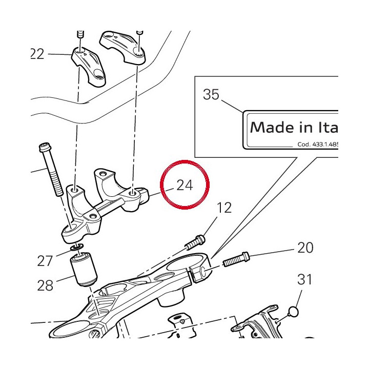 Cavalier guidon, inférieur — réf. 36015891AA | Ducati Store