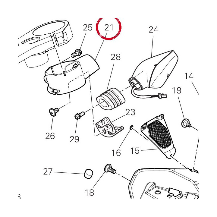 Support clignotant gauche — réf. 8291J001A | Ducati Store