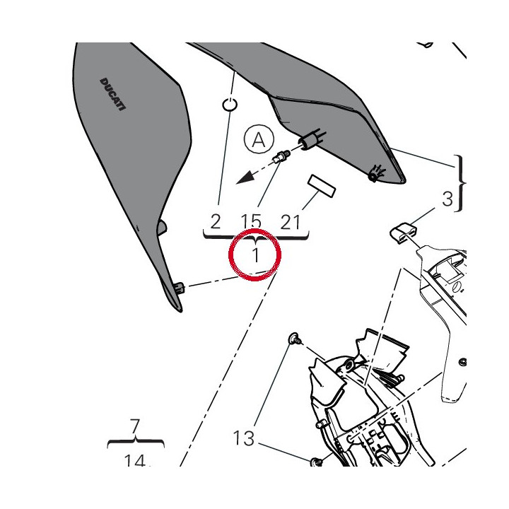 Queue de carénage — réf. 482P7283AI | Ducati Store