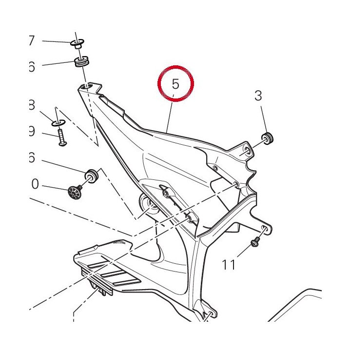 Flanc de carénage — réf. 4801A671A | Ducati Store