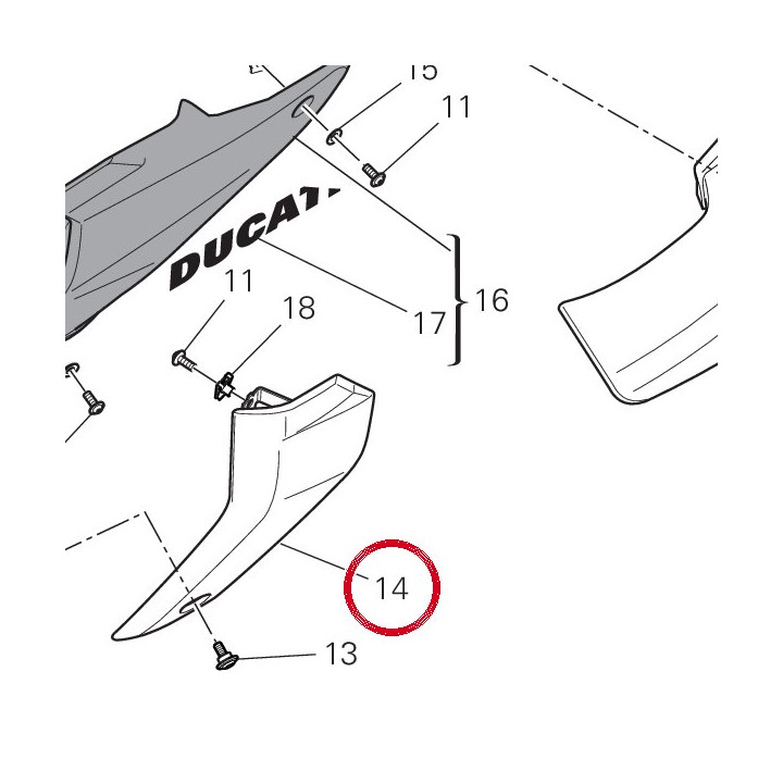 Calotte gauche radiateur — réf. 4801A721BB | Ducati Store