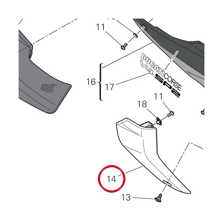 Calotte droit radiateur — réf. 4801A711BA | Ducati Store