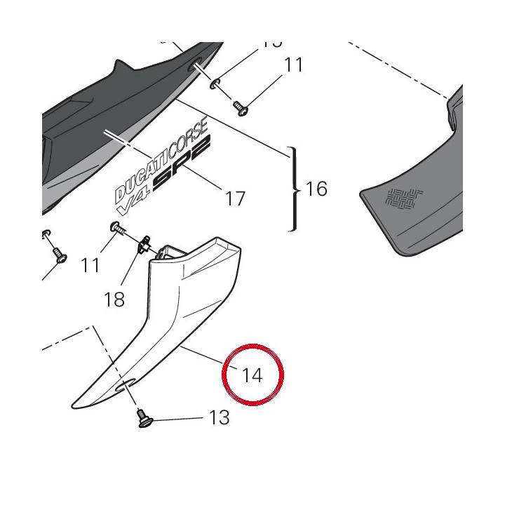 Calotte gauche radiateur — réf. 4801A721BA | Ducati Store