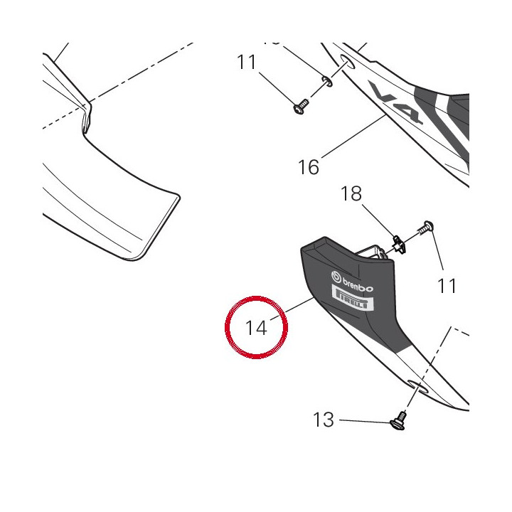 Calotte droit radiateur — réf. 4801A711BC | Ducati Store