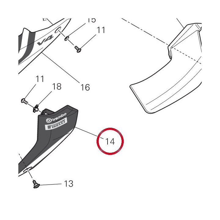 Calotte gauche radiateur — réf. 4801A721BC | Ducati Store