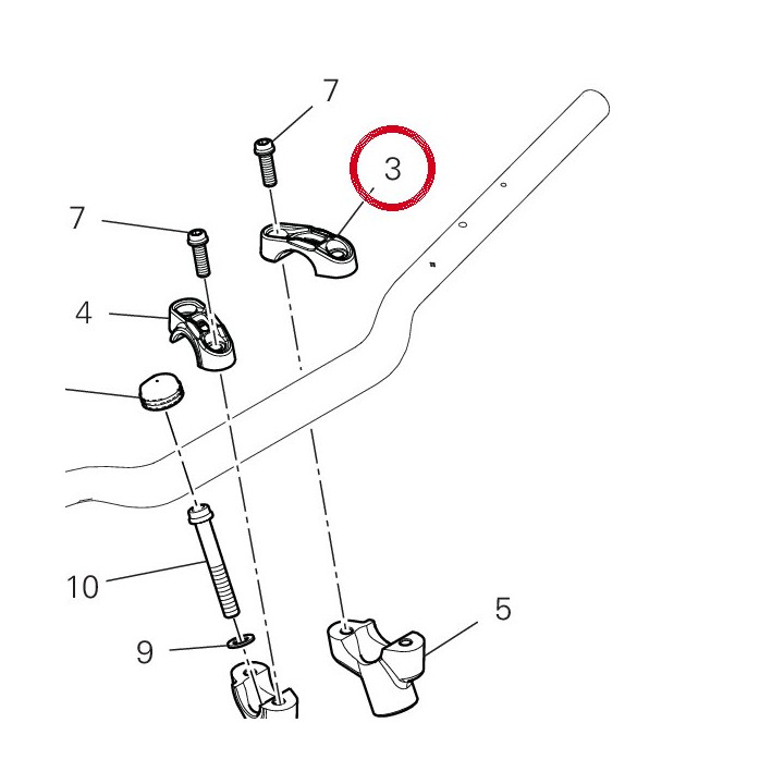 Upper handlebar bracket lh — réf. 36016631AA | Ducati Store