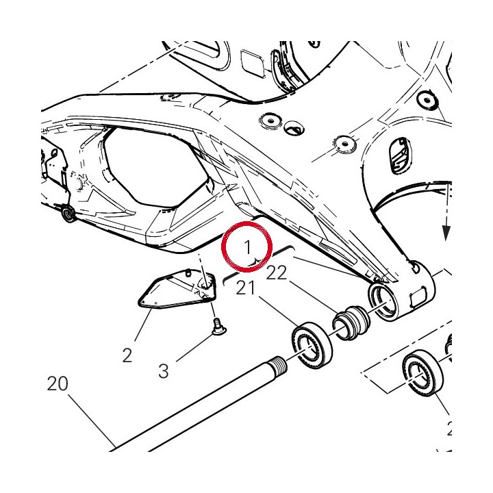 Bras oscillant arrière — réf. 37029381BA | Ducati Store