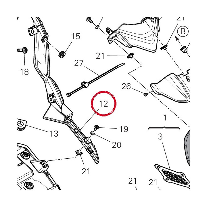 Couvercle gauche 48115121B — réf. 48115121B | Ducati Store