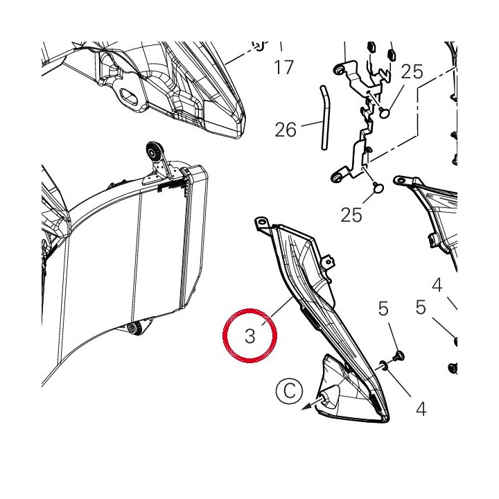 Couvercle droit R╘servoir — réf. 4801F261A | Ducati Store