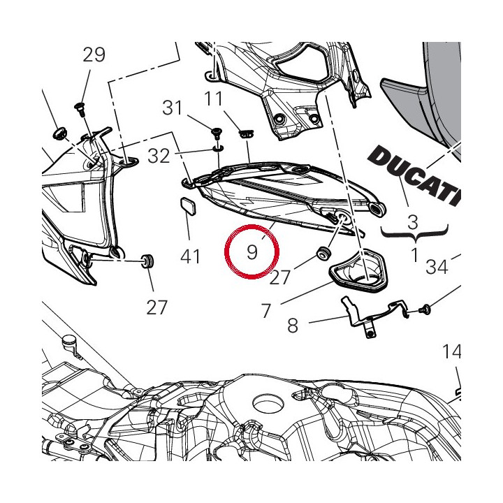 Cache réservoir arrière — réf. 4801F252A | Ducati Store