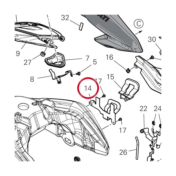 Support carénage gauche — réf. 8301R713AA | Ducati Store