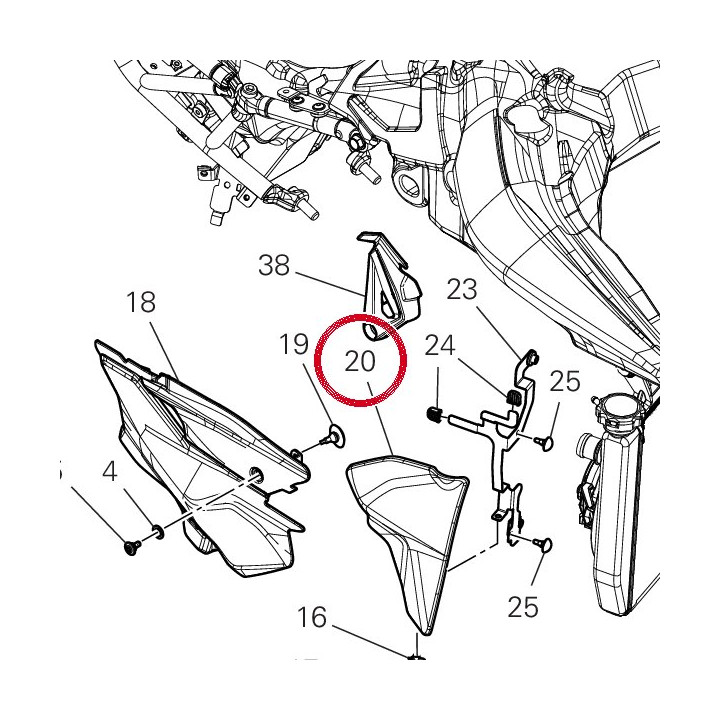 Cache radiateur droite — réf. 480PK691AA | Ducati Store
