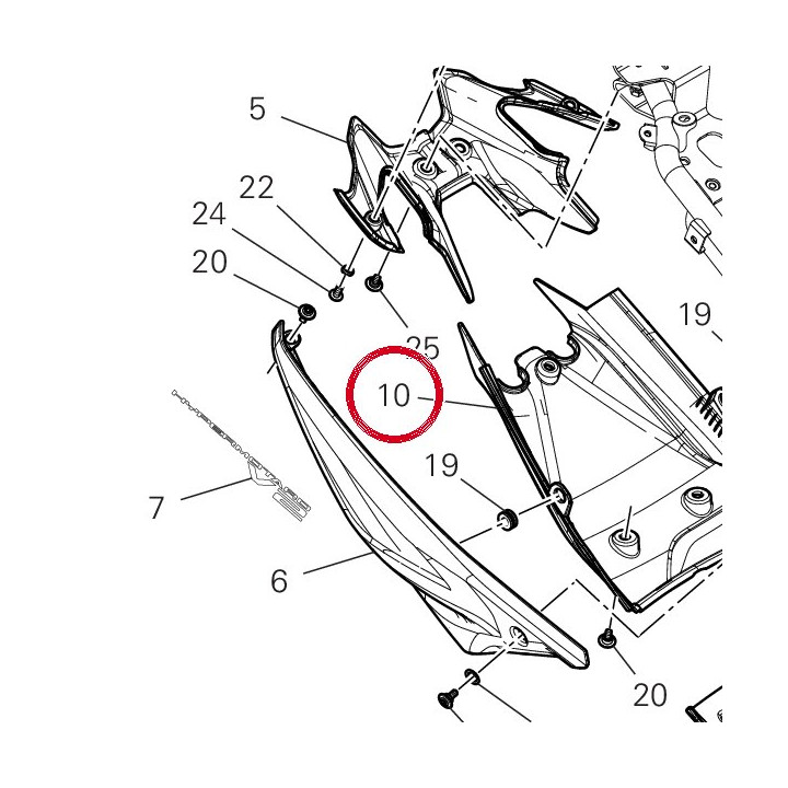 Lower seat panel V23L — réf. 48312441B | Ducati Store