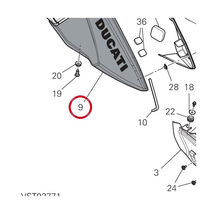 Cover serbatoio dx+deca — réf. 480PD321BE | Ducati Store