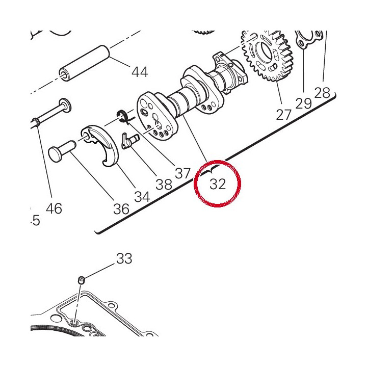 Exh. camshaft M21D assy — réf. 14826803C | Ducati Store