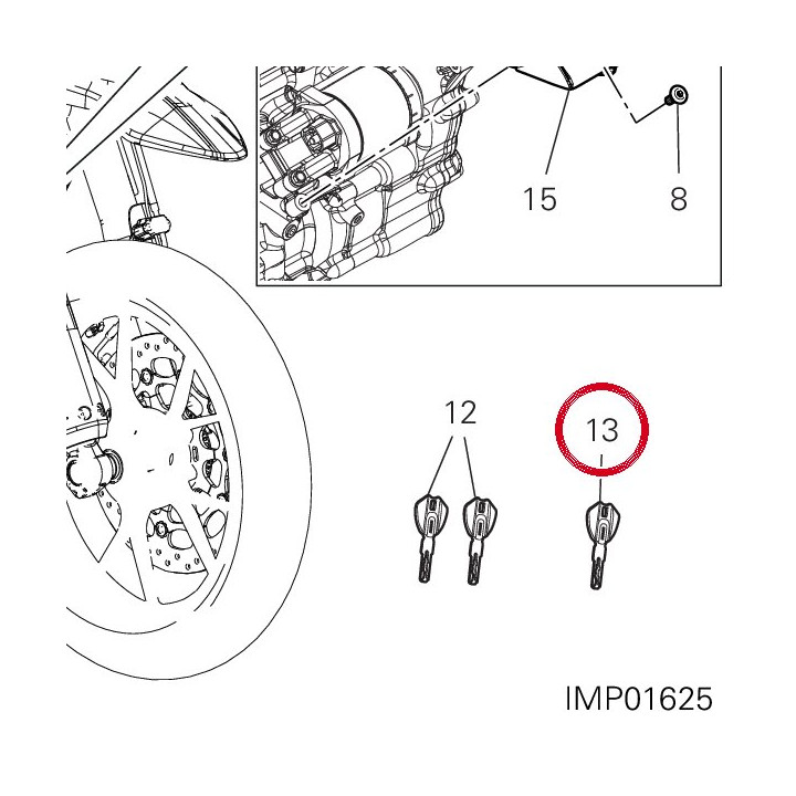 Clé avec transpondeur — réf. 59810441B | Ducati Store
