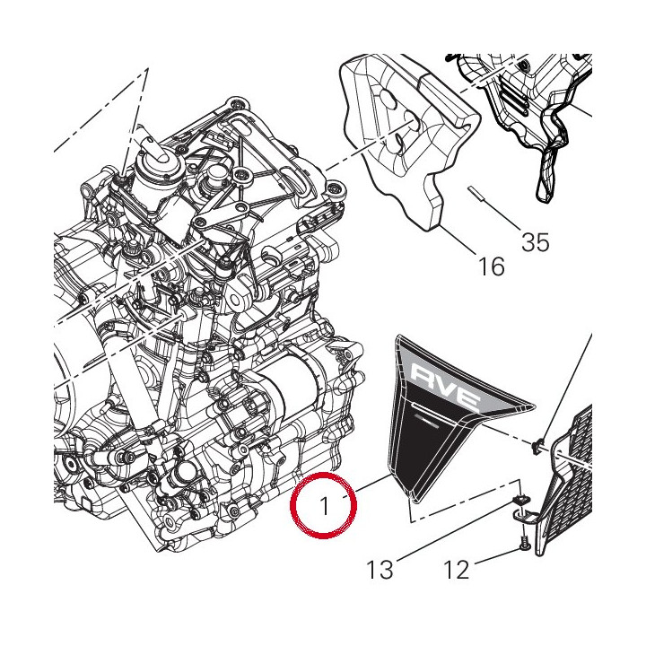 Panneau lateral droit — réf. 482P7171AA | Ducati Store