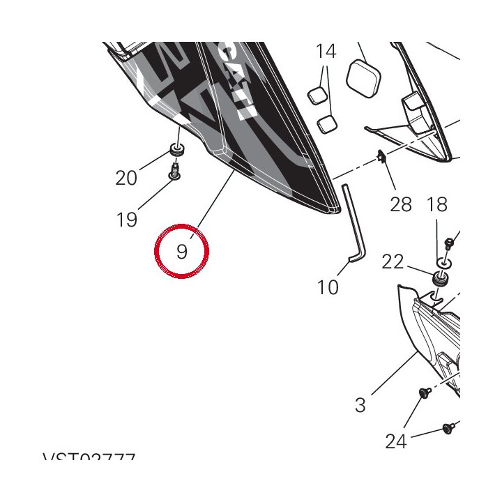 Fuel tank cover rh Rve — réf. 4802D321BC | Ducati Store