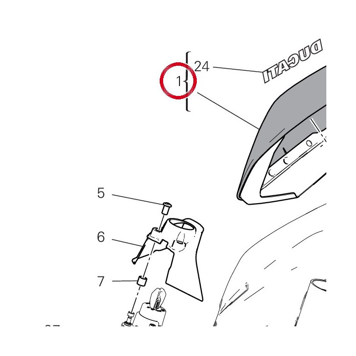 Couvercle réservoir droit — réf. 480P8982AA | Ducati Store