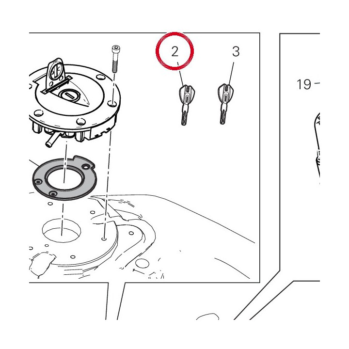 Clé avec transpondeur actif — réf. 59810341A | Ducati Store