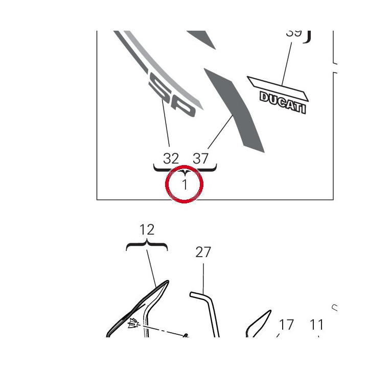 Couvercle réservoir droit — réf. 48028982AE | Ducati Store