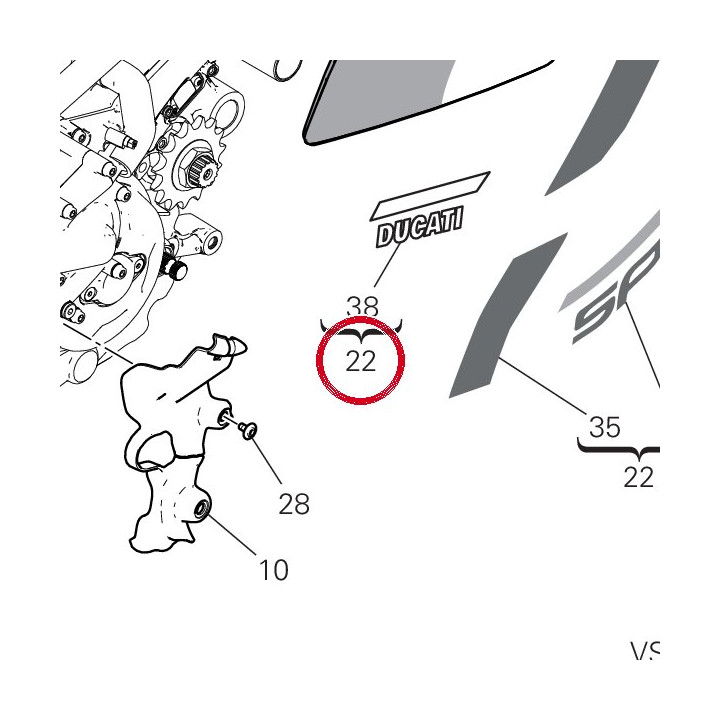 Couvercle réservoir gauche — réf. 48028972AE | Ducati Store