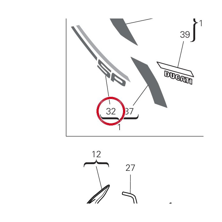 Decalcomanie droite — réf. 4381E761A | Ducati Store