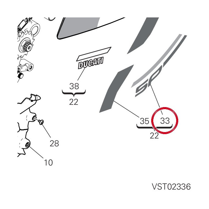 Decalcomanie gauche — réf. 4381E771A | Ducati Store