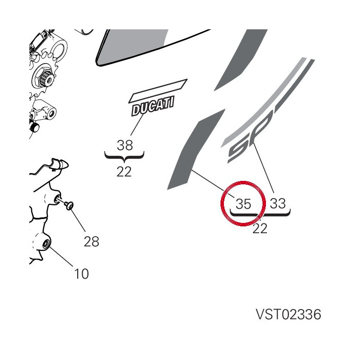 Decalcomanie inférieure — réf. 4381E661A | Ducati Store