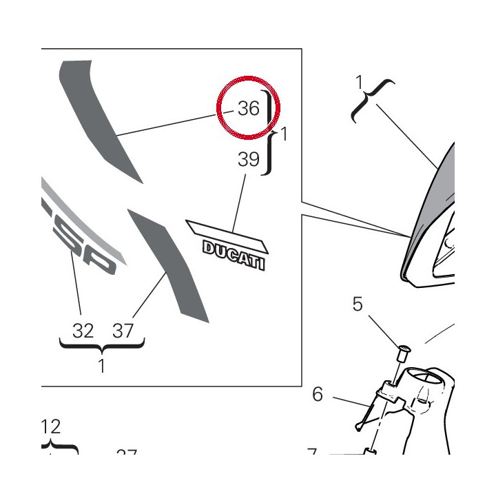 Decalcomanie supérieure — réf. 4381E631A | Ducati Store