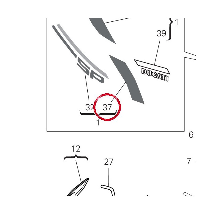 Decalcomanie inférieure — réf. 4381E641A | Ducati Store