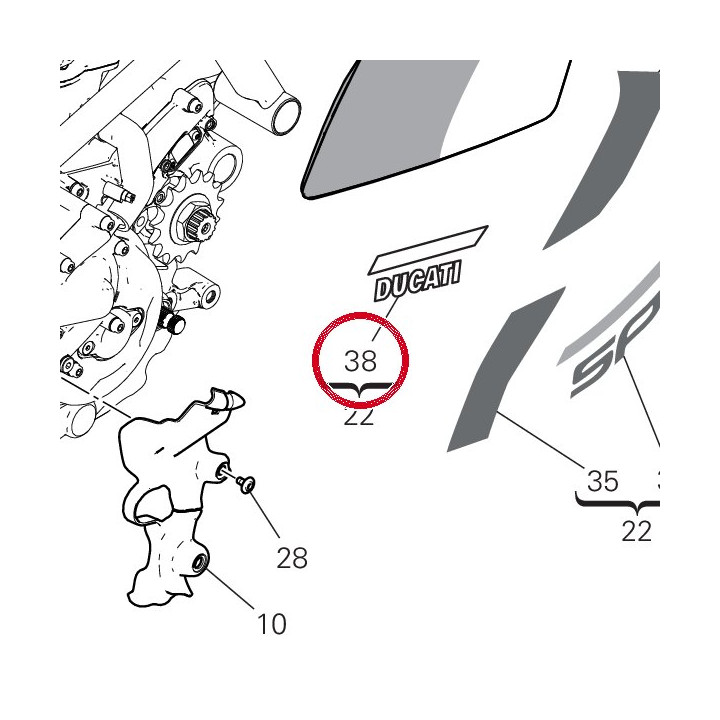 Decalcomanie Ducati gauche — réf. 4381E811A | Ducati Store