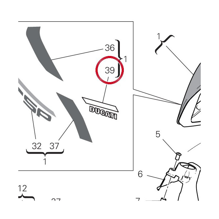 Decalcomanie Ducati droite — réf. 4381E801A | Ducati Store