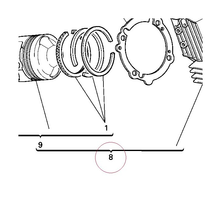 Horizontal cylinder-piston assembly 12020801A