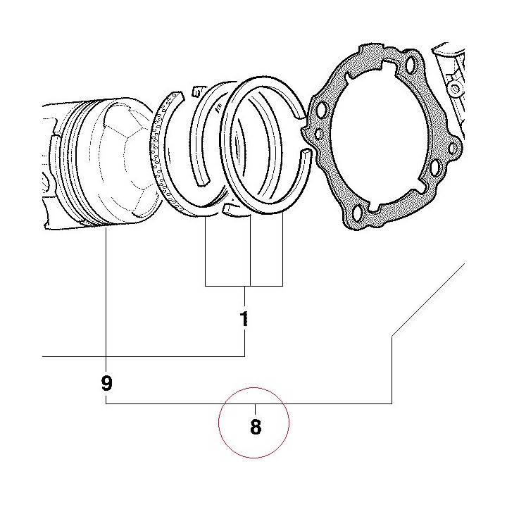 Horizontal cylinder-piston assembly 12020803A